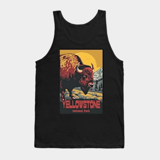 Yellowstone National Park Buffalo Vintage Retro Travel Poster Tank Top